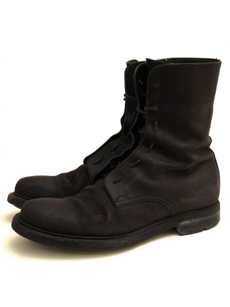 Prada Work Boots Shoes Men Suede Leather Black 2197 Plain Toe